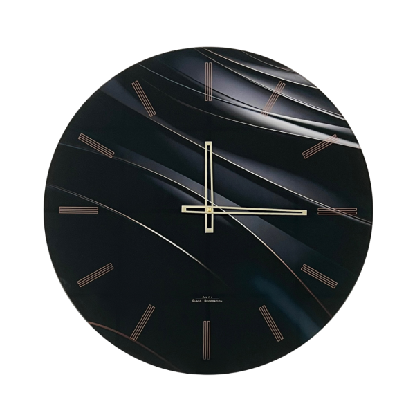 Orologio da Parete in Vetro Made in Italy - Nero e Bronzo