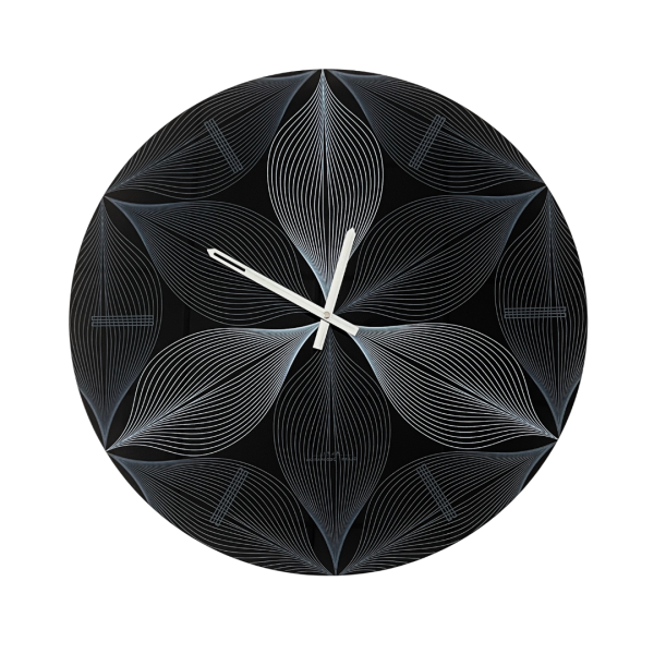 Orologio da Parete in Vetro - Nero e Geometriche Bianche