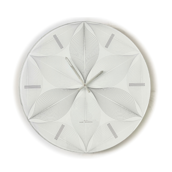 Orologio da Parete in Vetro - Bianco e Geometriche Grigie