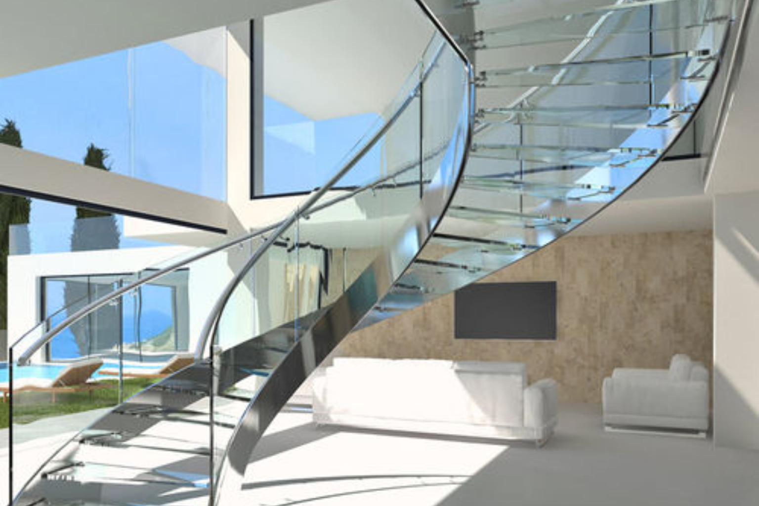 Scala a chiocciola in vetro