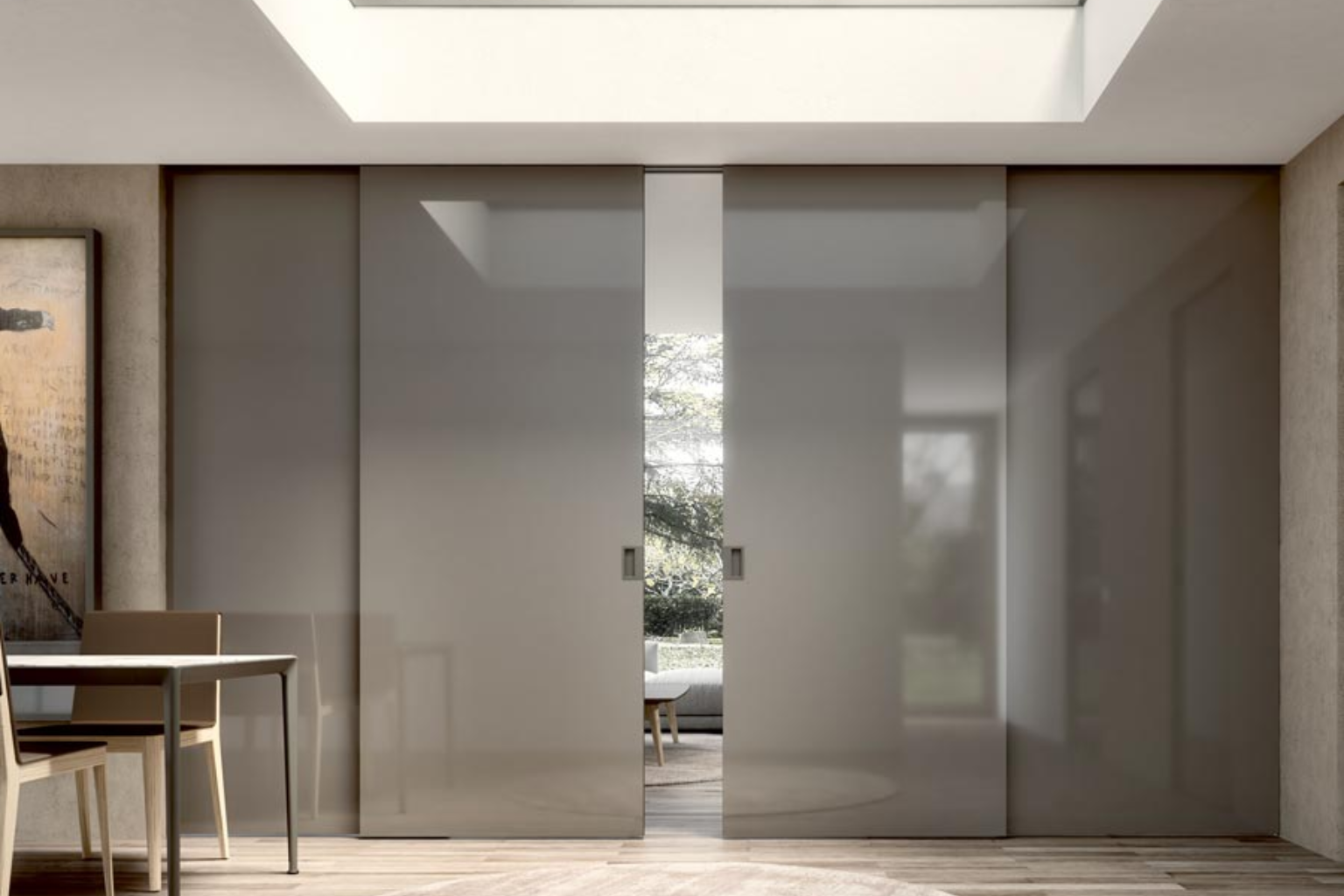 Porta in vetro scorrevole (esterno muro o scrigno)