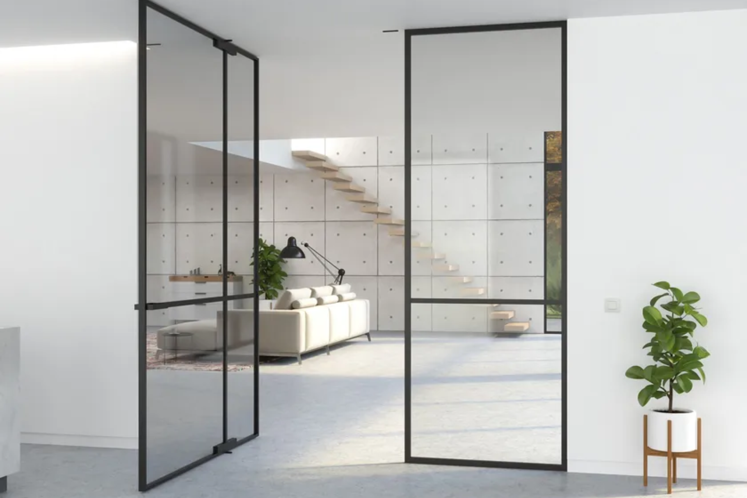 Porta in vetro a bilico/pivot